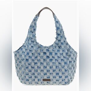 Lucky Brand Pira Denim Checkered Shoulder Bag / Tote NWT Casual Cool